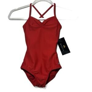 Mariia Crown Red Dance camisole style dance ballet leotard Costume CS NWT